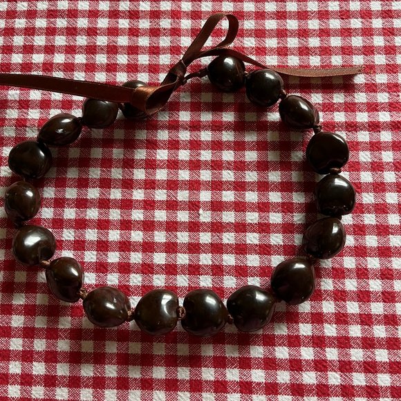 Women's Choker/Necklace 18" Hawaiian Kukui Brown - Picture 1 of 4